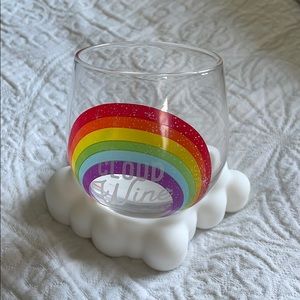 On cloud wine stemless wine glass with coaster